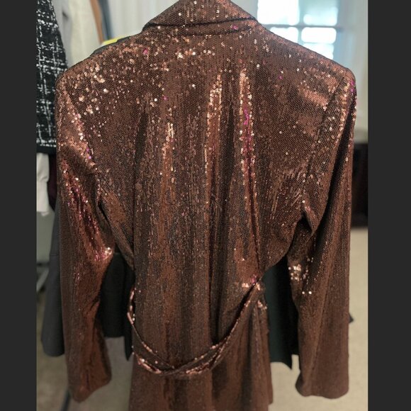 L'Agence- Jordana Sequin Wrap Blazer In Bronze - Picture 2 of 2